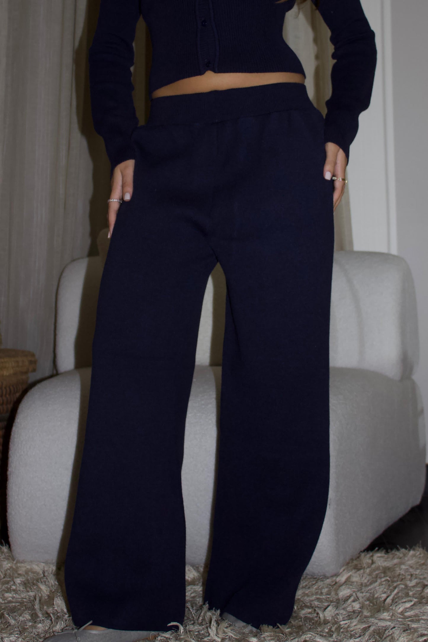 Navy Knitted Pants